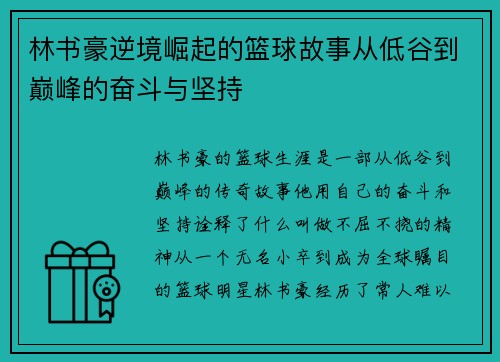 林书豪逆境崛起的篮球故事从低谷到巅峰的奋斗与坚持